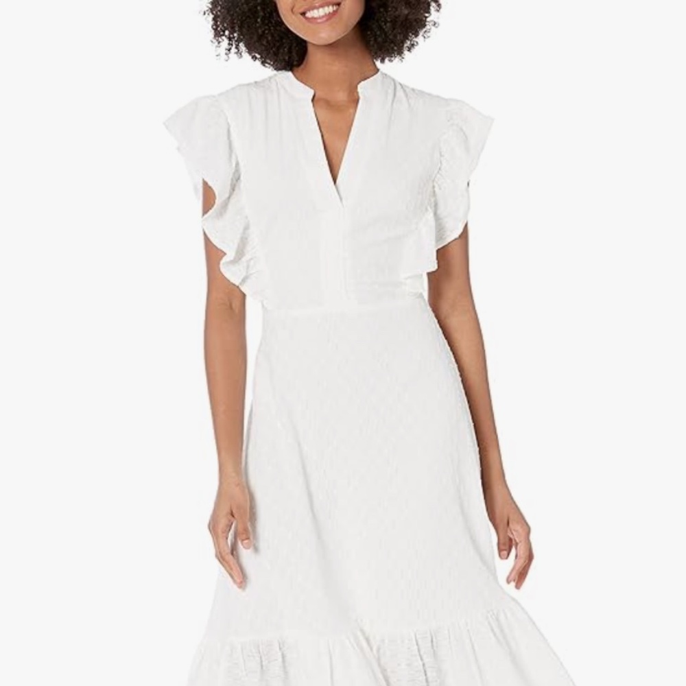BCBGMAXAZRIA Women's Short Ruffle Sleeve Fit and Flare Mini Dress S - Picture 2 of 5